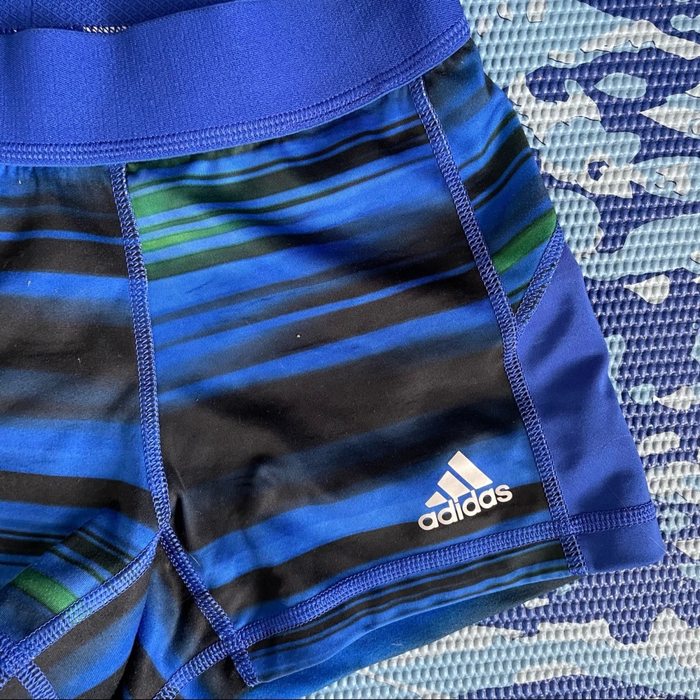 Adidas Blue Pattern Techfit Compression Shorts Si… - image 4